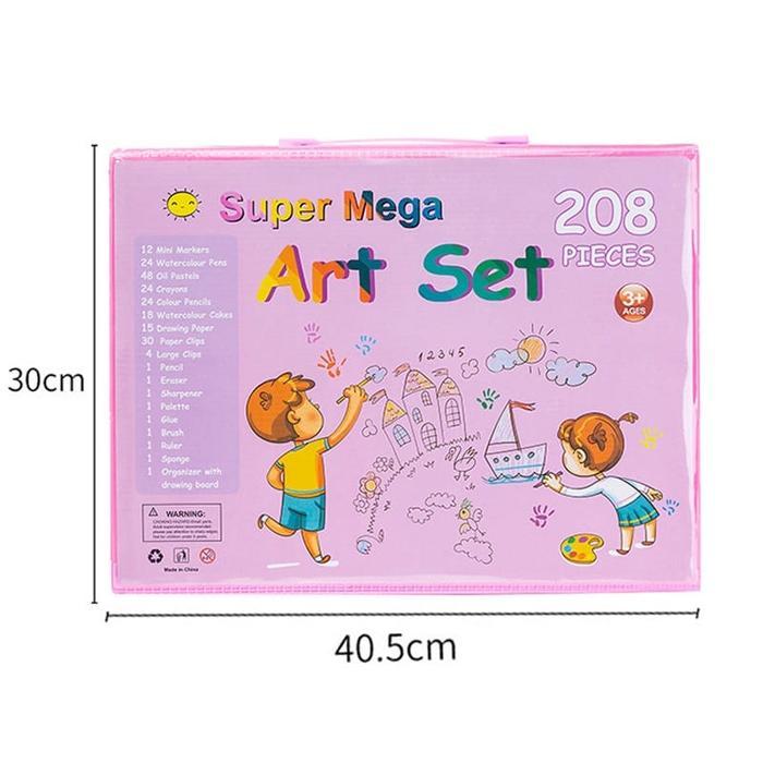 LO Crayon Set 208pcs / Krayon Mewarnai Anak 208pcs / Pensil Warna Set 208pcs - CRAYON 208PCS PINK
