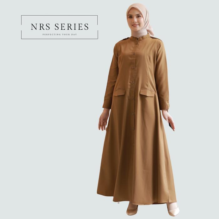 NRS Series - Baju Pdh Wanita Gamis Pemda Seragam Kerja Kekinian - S, Khaki Pemda Terlaris