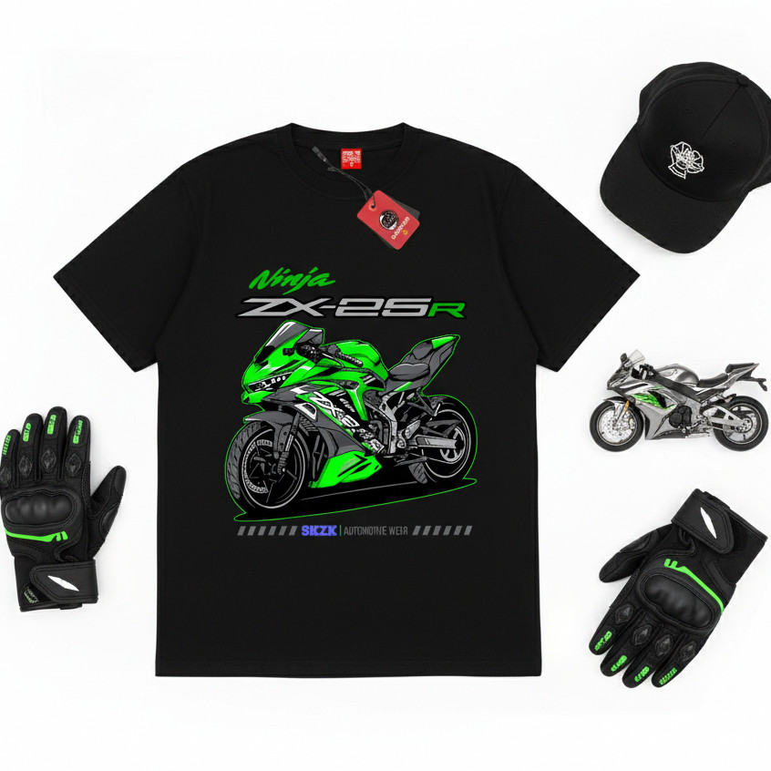 Kaos Distro Unisex Motor KAWASAKI NINJA ZX 25 R T-Shirt Otomotif Premium Keren Kekinian