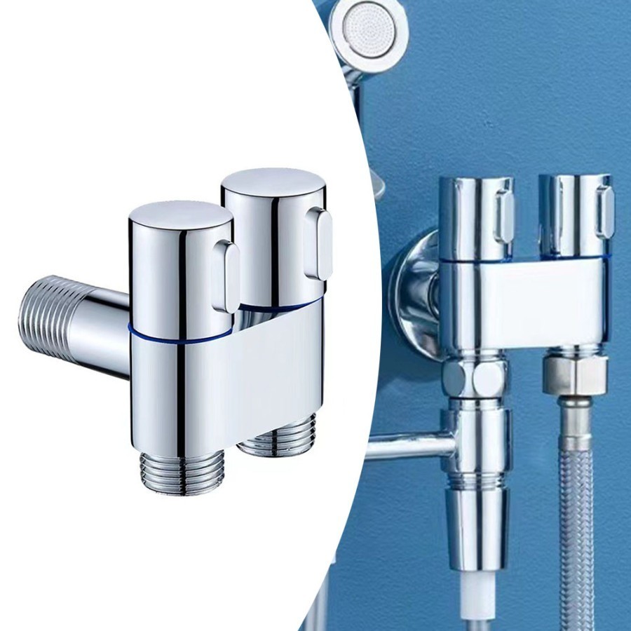 Stopkran Stop Kran Keran Air 2 Cabang Sambungan Keran Air Shower Toilet Mesin Cuci.