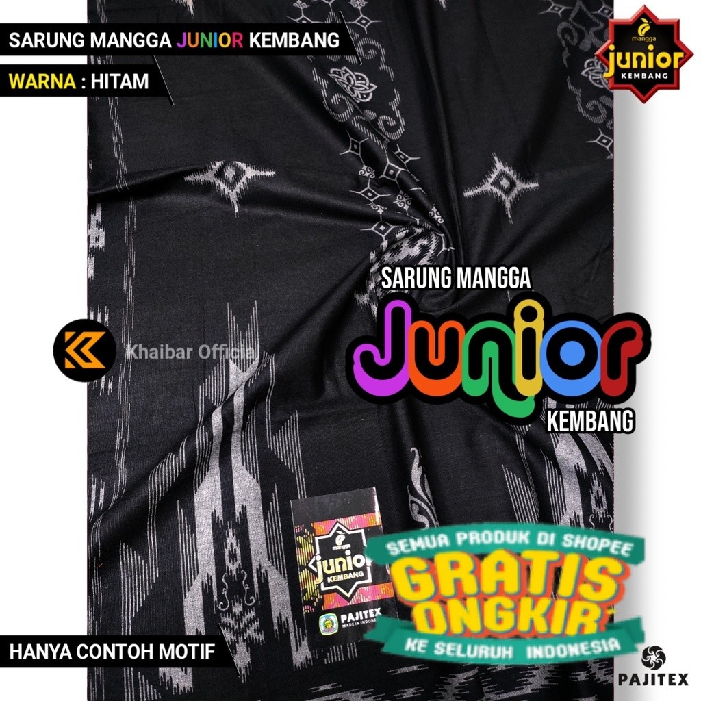 Sarung Hitam Anak Mangga Junior Kembang HITAM Sarung Mangga Gold Junior Sarung Anak Laki Laki Motif 