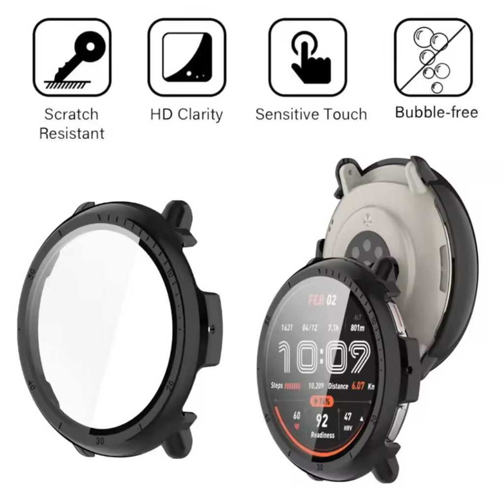 BUMPER HARD CASE AMAZFIT ACTIVE 2 XIAOMI AMAZFIT ACTIVE 2 ACTIVE2 + TEMPERED GLASS HARD CASING COVER