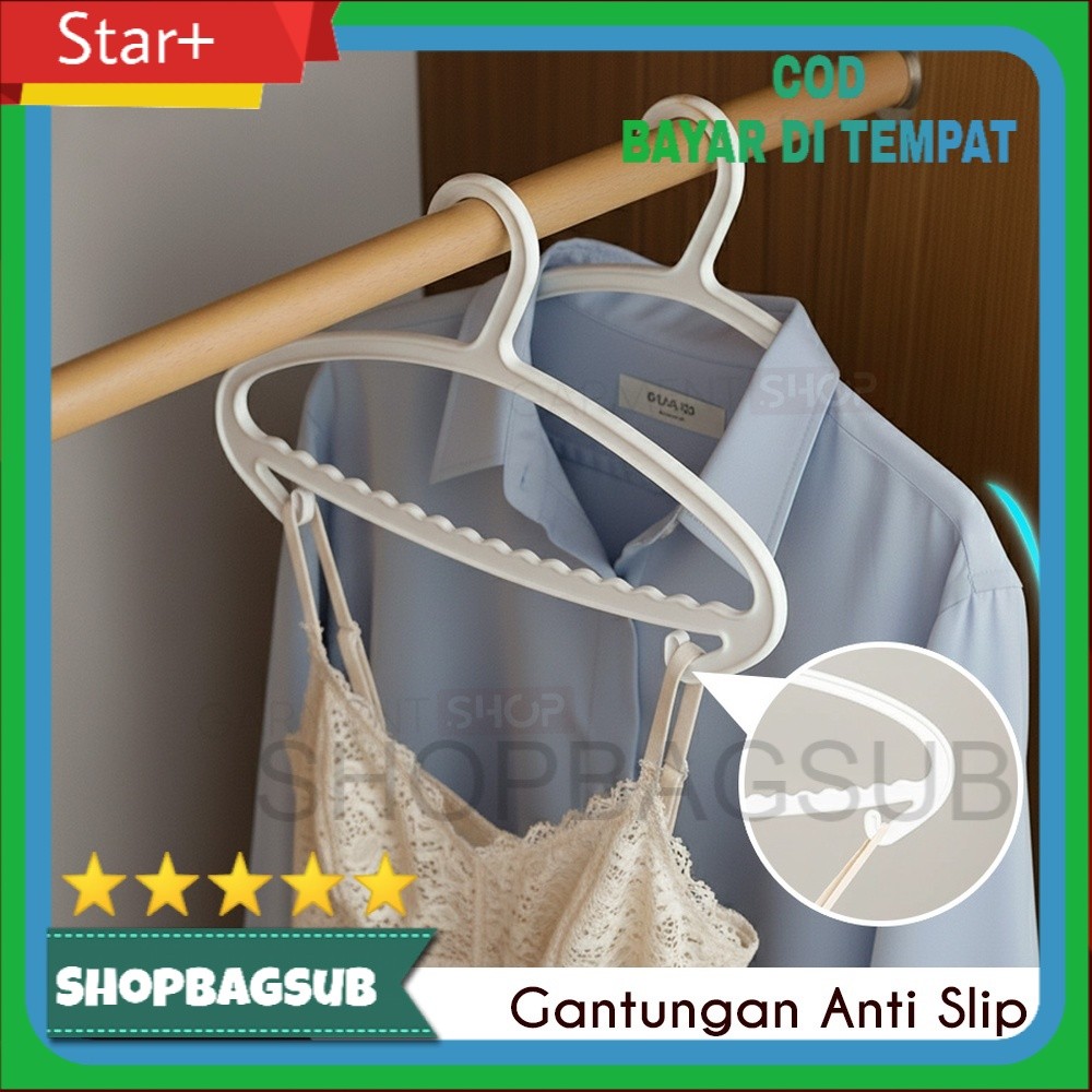 Gantungan Baju Anti Slip Modern Hanger Plastik Melengkung Bahan PP Tebal Perlengkapan Laundry Jemura