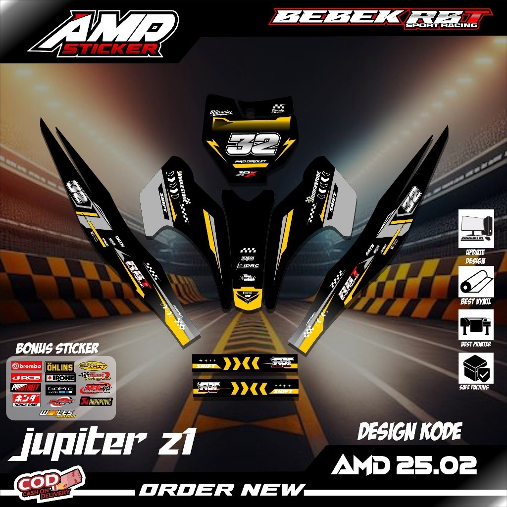 Sticker STRIPING RBT JUPITER Z1 BEBEK MODIF SUPERMOTO YZ CRF KLX RBT Terbaru