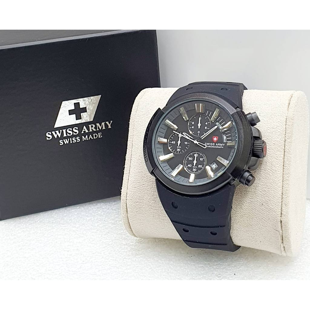 DIJUAL Jam Tangan PRIA Swiss Army SA5192TR Diameter 4.7cm Chrono Aktif dan Tanggal Aktif Rubber Stra