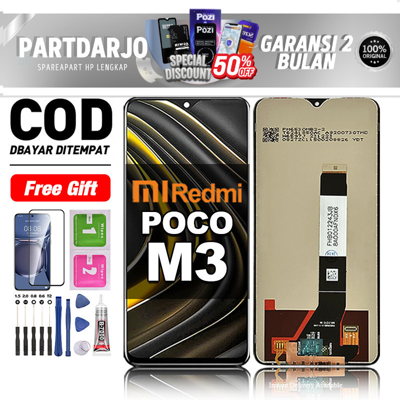 LCD POCO M3 Fullset hp layar Touchscreen untuk Glass Touch Screen Digitizer COD original free lem-as