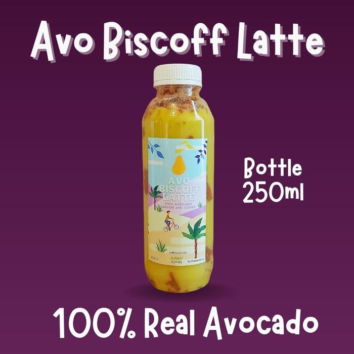 AVO BISCOFF LATTE - JUS BUAH ALPUKAT MENTEGA ALPUKAT KUNING BISCOFF - 250 ML, NORMAL SUGAR