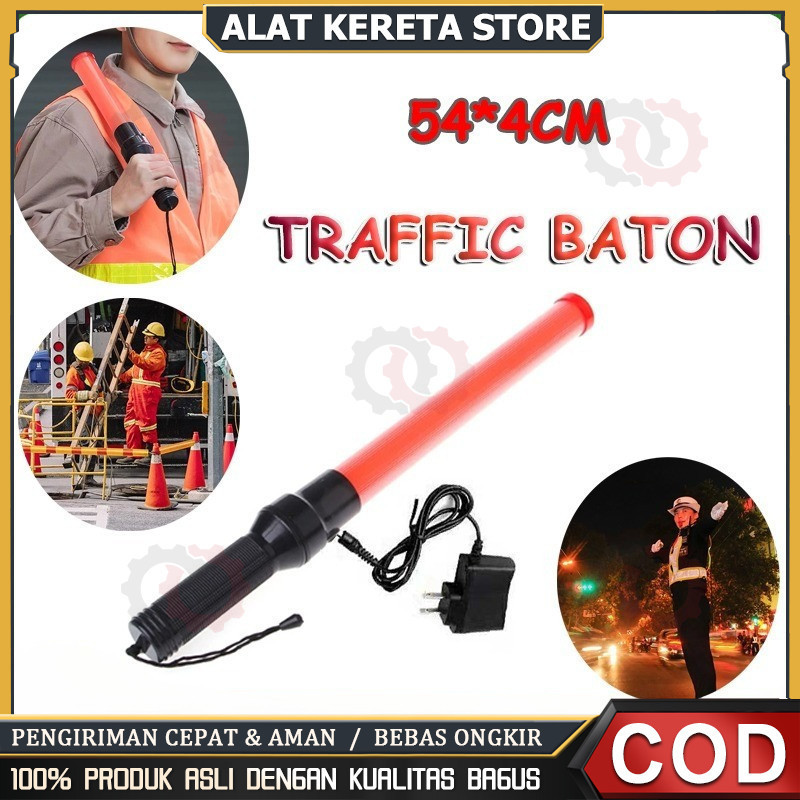COD 54cm Polisi Bunyi Baton Lalu Lintas Tongkat Parkir Nyala Lampu Besar Charge Dan Tidak Ada Senter