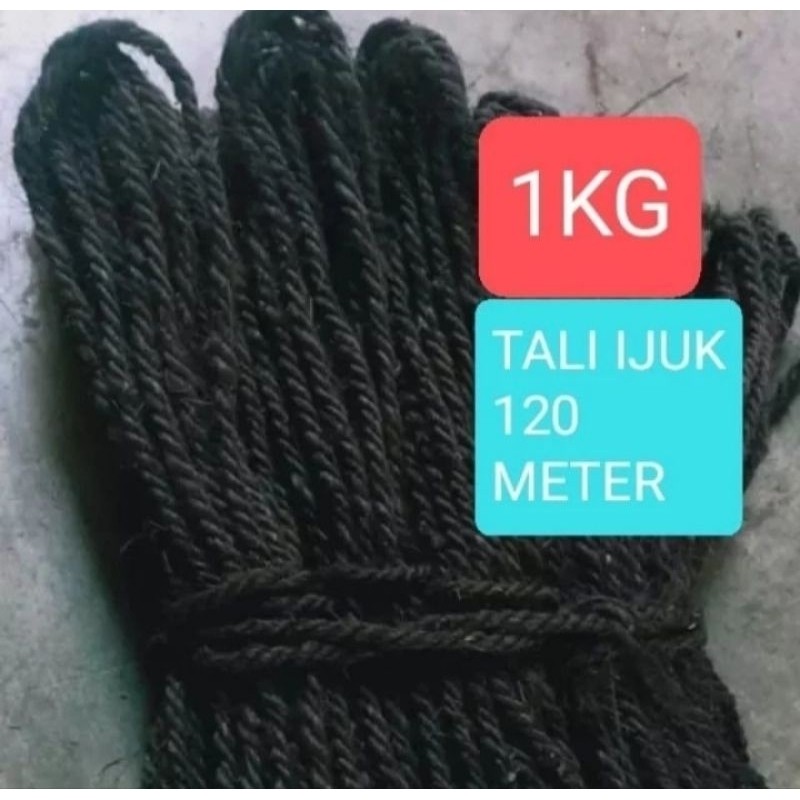 HEMAT.. 1 KG 120 Meter Tali Ijuk Hitam Super Halus Tali Pengikat Rumah Bambu Gazebo (Griya Taman Sto