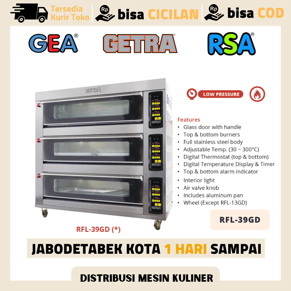OVEN GETRA 3 DECK 9 TRAY RFL 39GD PEMANGGANG ROTI KUE GARANSI RESMI