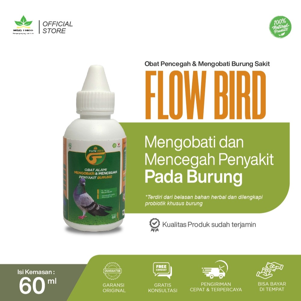 Obat Jamu Herbal Mencegah dan Mengobati penyakit Burung Merpati Perkutut Kicau Hias  Flow Bird 60 ml