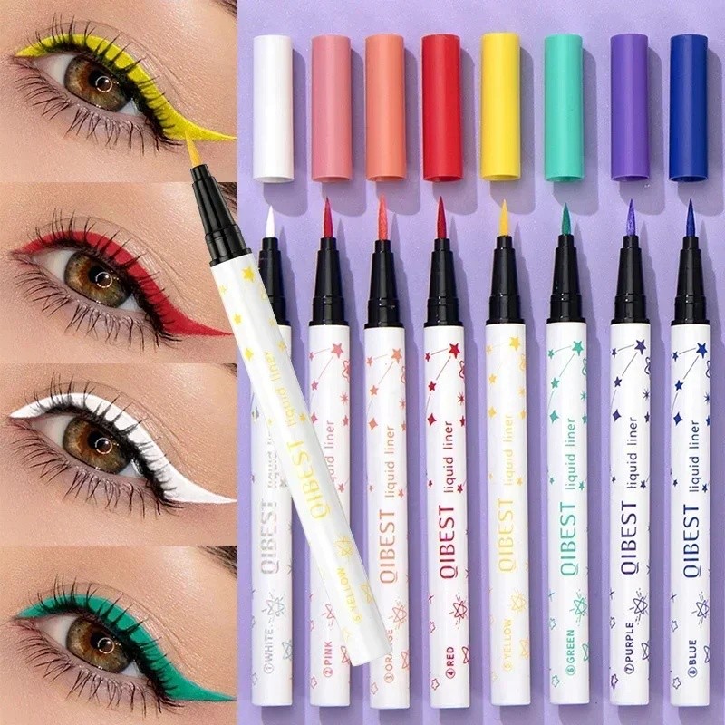 (Fast pengiriman) 1Pc Cepat Mengeringkan Eyeliner Berwarna-warni Pensil Mata Kosmetik Matte Liquid E