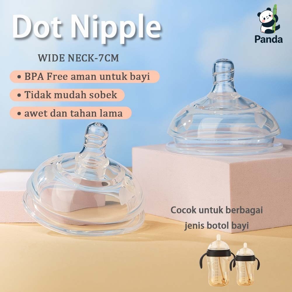 COD Panda Dot Silikon Bayi Cocok Untuk Botol Leher Lebar 70MM Dot Pengaman Anti Gigitan