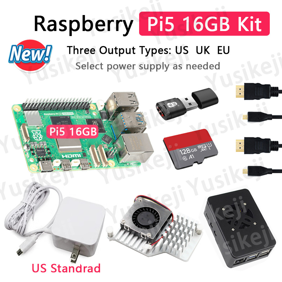 Original Raspberry Pi 5 16GB Board and raspberry Pi 5 16GB KIT(PI5 16GB+Case+Fan+Power Supply+HDMI C
