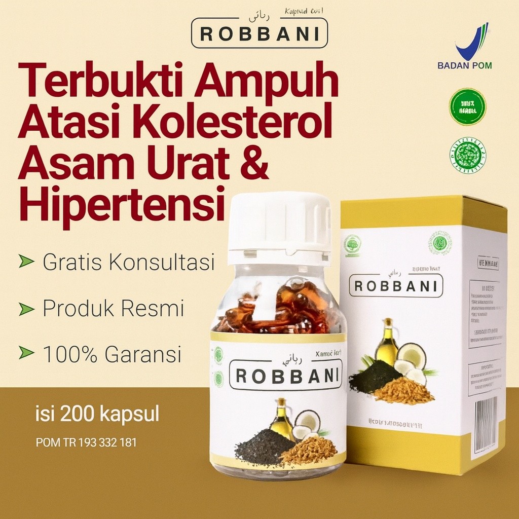 Robbani Herbal obat rematik asam urat Kolesterol, Hipertensi Dl AMPUH