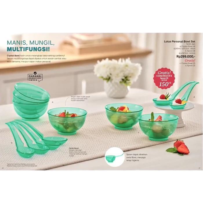 Tupperware lotus personal bowl free spoon mangkok crystal