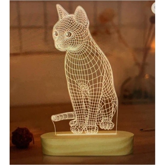 READY Lampu Tidur / Pajangan Lampu Hias 3D Model Kucing