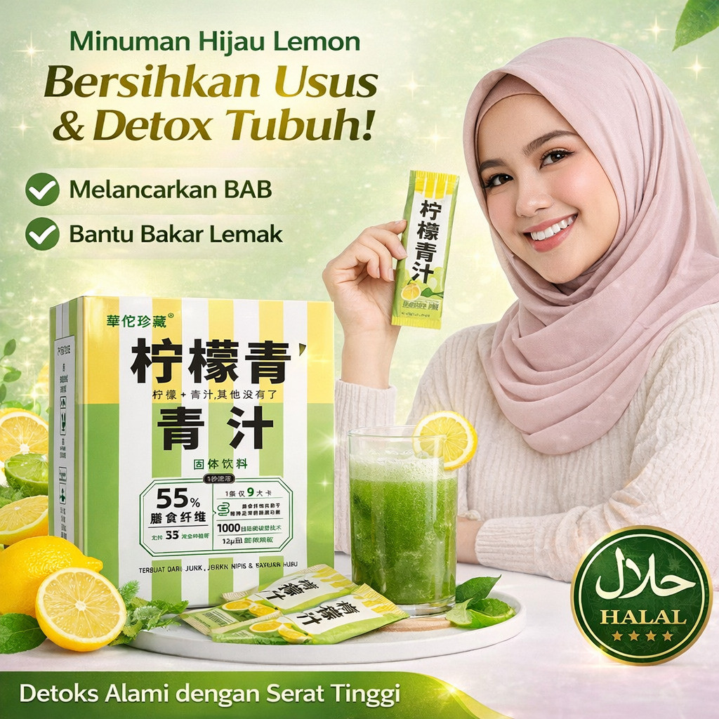 Pembersih Usus Alami  Minuman Serbuk Jus Hijau Lemon Detox Pembersih Usus Minuman Serbuk/Detoks Alam
