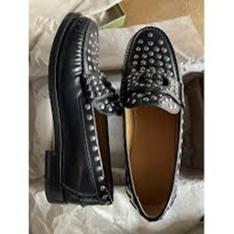 Men Classic Black Genuine Leather Loafer Shoes Round Toe Slip On Male Comfotable Slip On Silver Rive