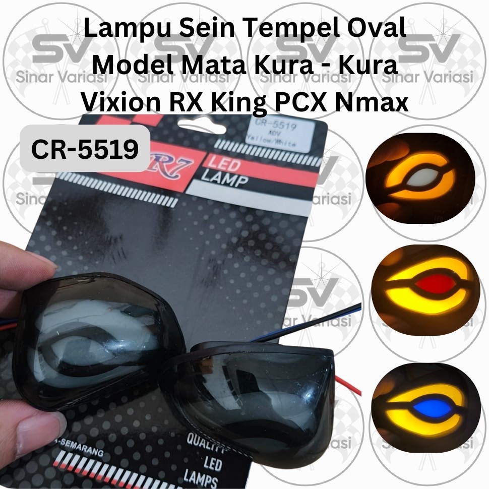 Lampu LED Sein Set Lampu Sen Tempel Oval CR7 5519 Model Mata Kura Kura LED Sein Senja Tempel Motor U