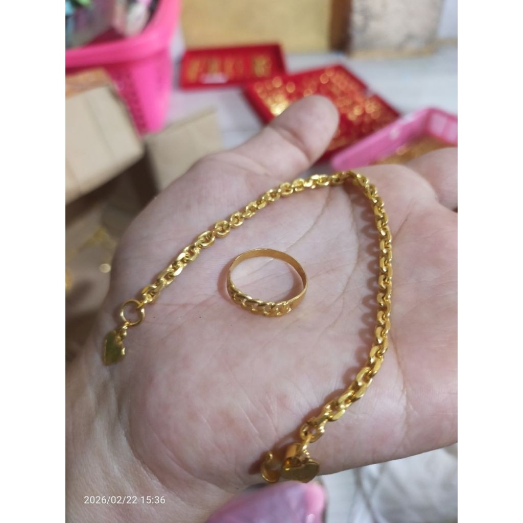 Gelang Rantai Medan 10gr bahan koin 91 set cincin rantai bahan koin 91