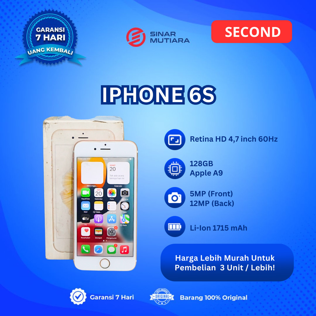 IPHONE 6S PLUS 32 GB HP SECOND ORIGINAL SINAR MUTIARA CELL