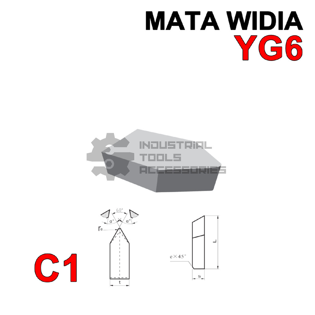 Mata Widia C125 YG6 Pahat Cemented Tip C 125 YG 6 Carbide Bubut Brazed