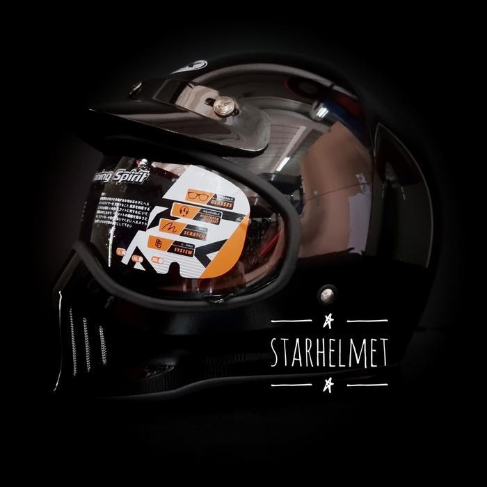 Helm INK TROOPER Solid Full Face Retro Klasik Original - Black Glossy, L