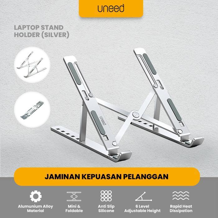 (Uneed Mart) UNEED Dudukan Laptop Stand Holder Aluminium Alloy - ULS901 - Silver