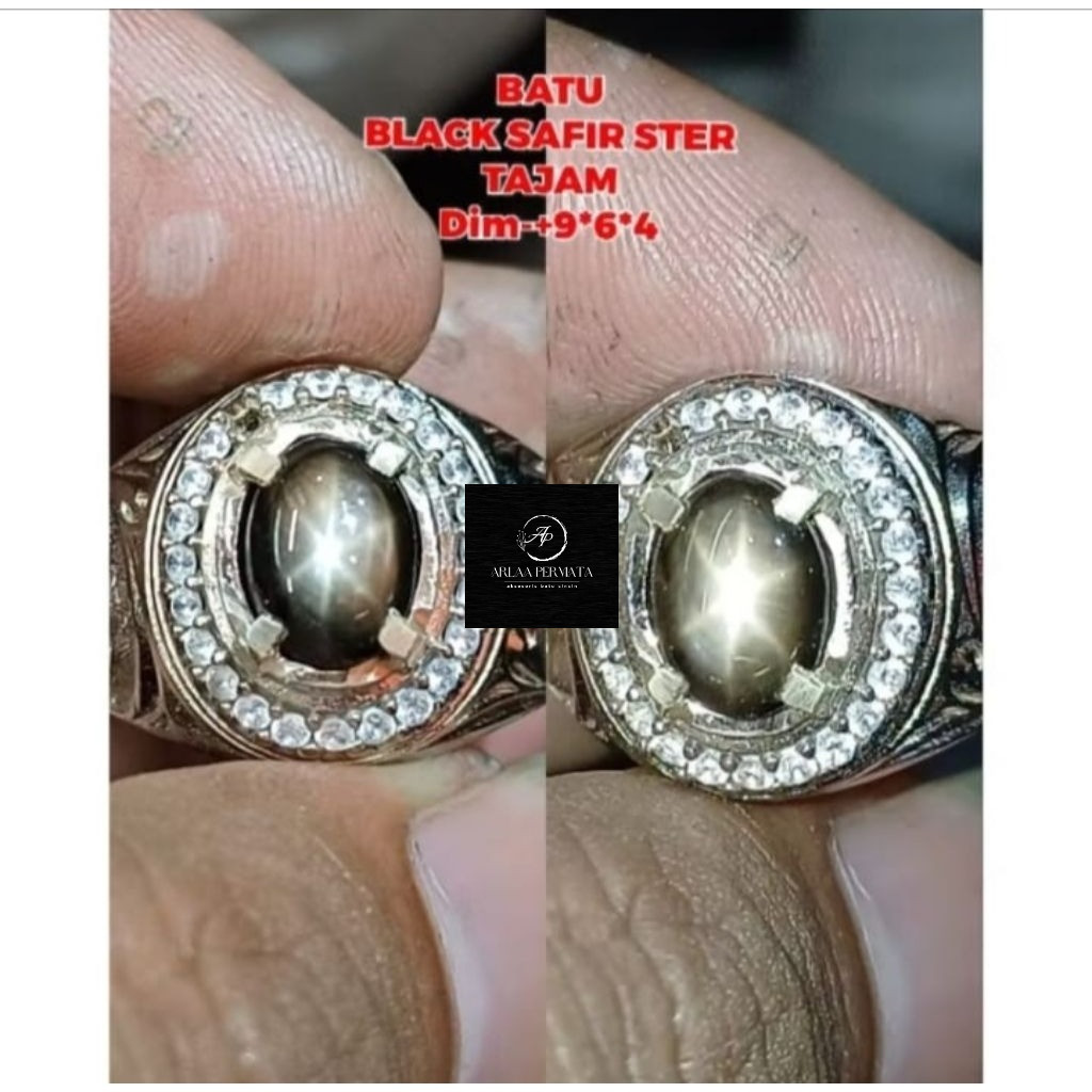 cincin batu black safir Star 6