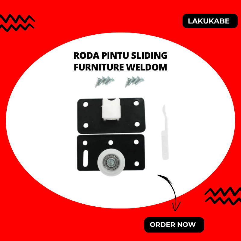 Roda Pintu Sliding Lemari Furniture Geser SD380 – Roda Lemari Geser Atas Bawah Set Besi Nylon
