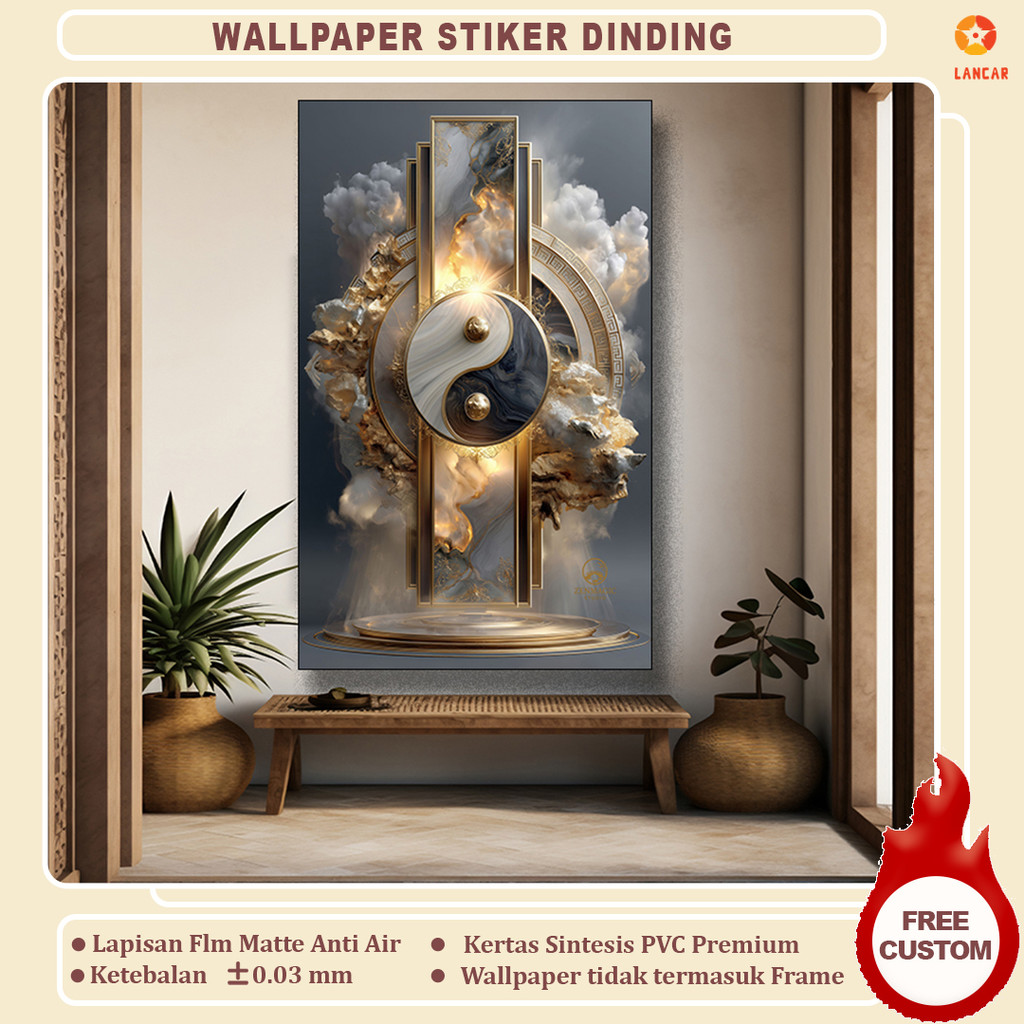 Wallpaper Stiker Dinding Yin Yang Modern - Wallstiker Yin Yang Simbol Keseimbangan & Harmoni