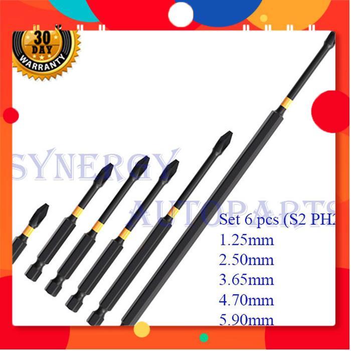 Mata Bor Obeng Magnetik Set Kepala Mata Obeng Set Baja 1/4 Inci Bit 65mm Set 6 Pcs - 10008581