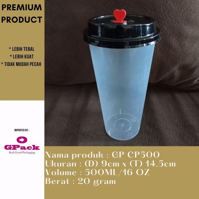 CUP PLASTIK BUBBLE TEA/CUP PLASTIK JUICE/TEA/CHEESE (CP 500) - Hitam
