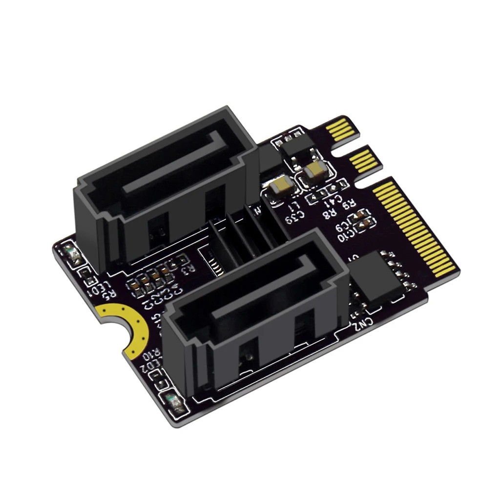 M2(A+E Key) to Dual Port SATA30 Expansion Card PCle 30 KEY A+E WIFI M2 to SATA for NGFF 2230 SSD Ada