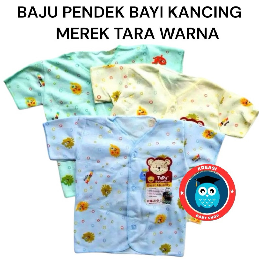 Baju Pendek Warna Baby Kancing 0-6 Bulan ( MEREK TARA SNI )