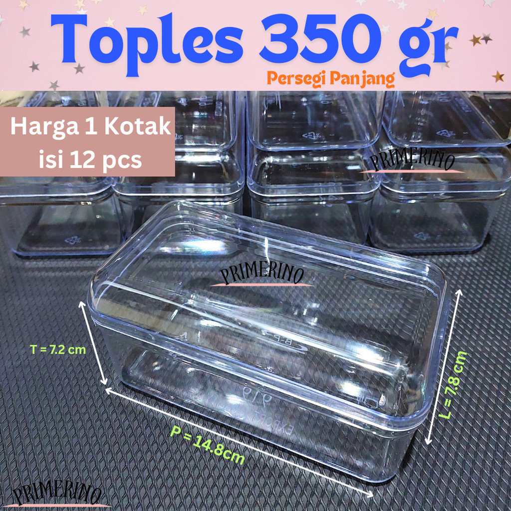 Toples Kue Persegi Panjang 350 gram (12 pcs) 350-919 Toples Nastar 350 gr Stoples Kotak Toples Kue K