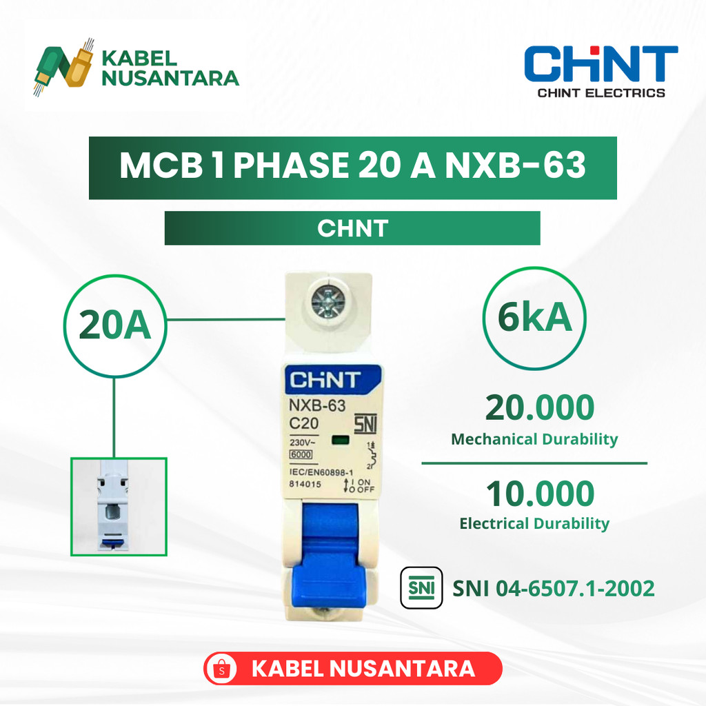 MCB CHINT 1P 20A - Breaker Otomatis Pelindung arus listrik