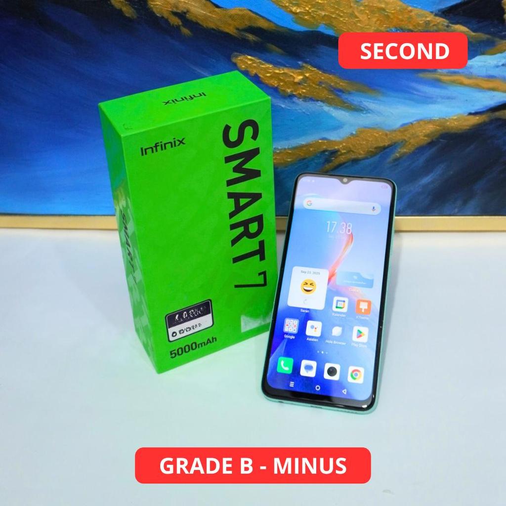 INFINIX SMART 7 4/64 GB GRADE B - MINUS HP SECOND ORIGINAL SINAR MUTIARA CELL
