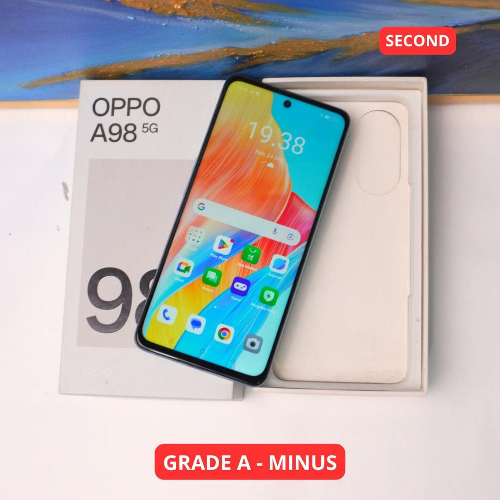 OPPO A98 8/256 GB (5G) GRADE A - MINUS HP SECOND ORIGINAL SINAR MUTIARA CELL