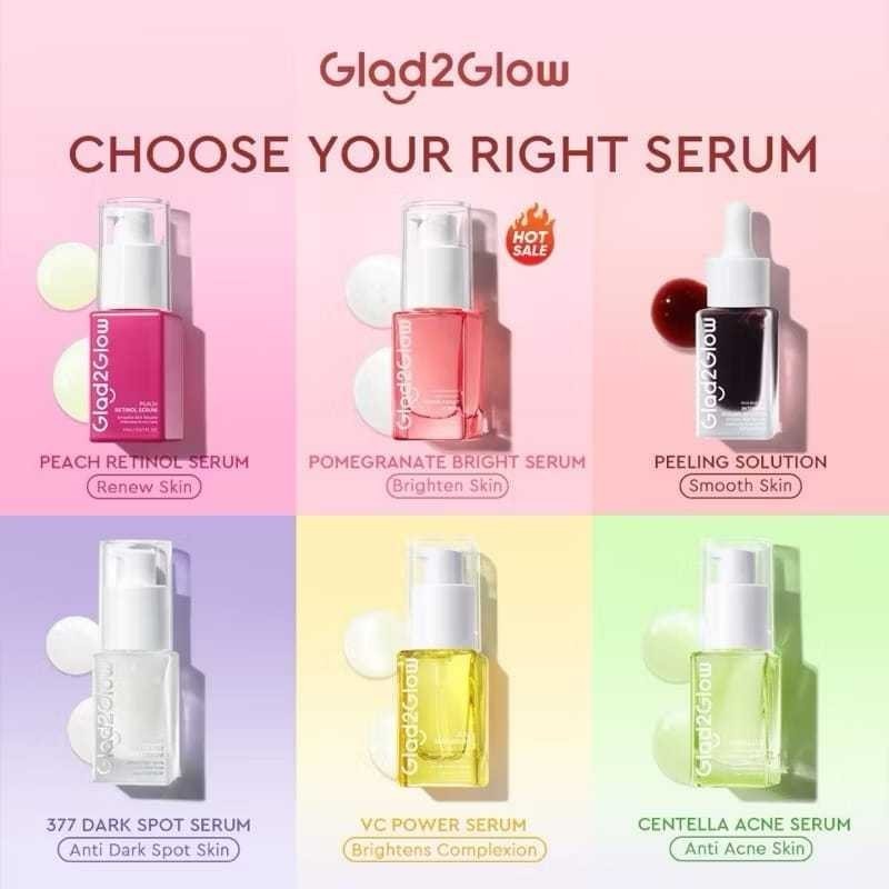Glad2Glow Serum Series Peeling Serum Exfoliating Serum Bright Serum Wajah Serum Pemutih Wajah Serum 