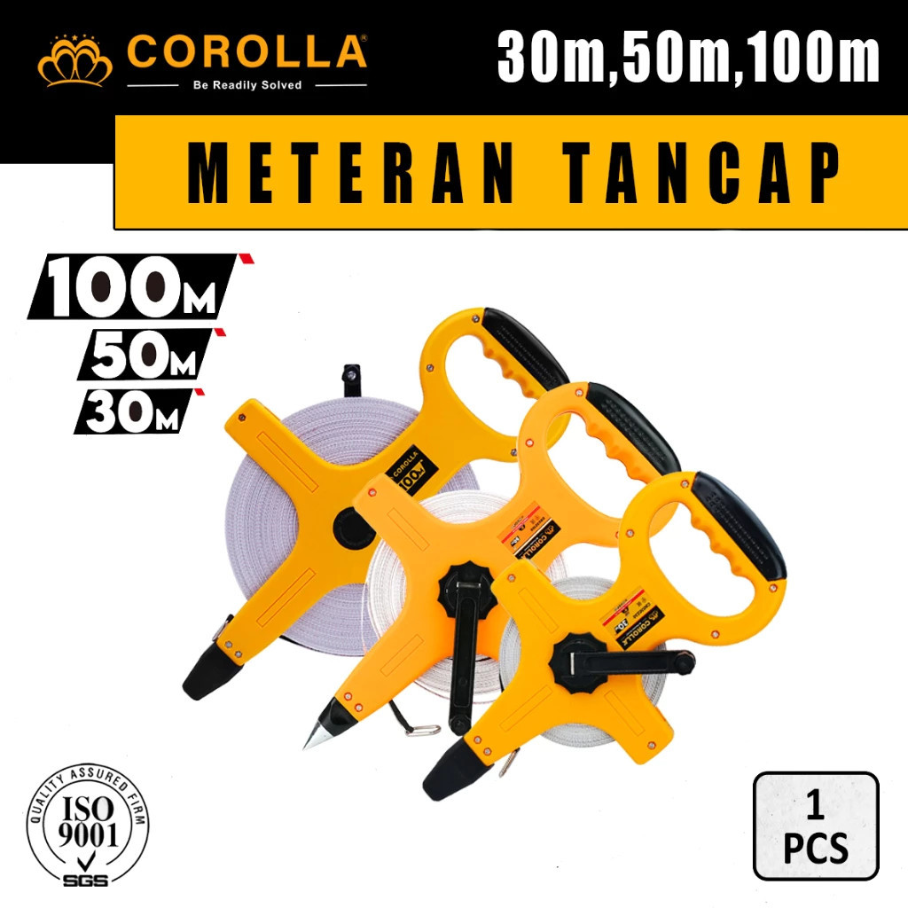 Corolla Meteran Tancap Corolla Meteran Tanah Meteran Roll 30 Meter/50 Meter/100 Meter