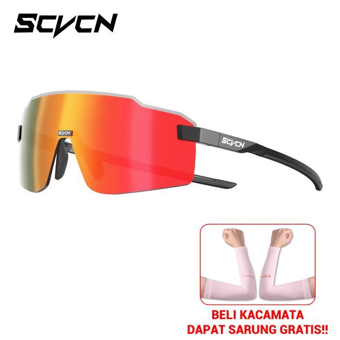 SCVCN Kacamata Lari Olahraga UV400 Fashion Kacamata Bersepeda Luar Ruangan Motor MTB Sepeda Tahan An