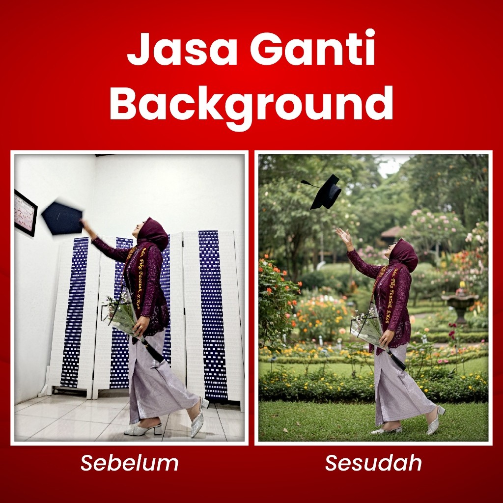 Jasa Edit Foto Ganti Background Profesional | Edit Background Studio, Prewedding, Wisuda, Keluarga, 