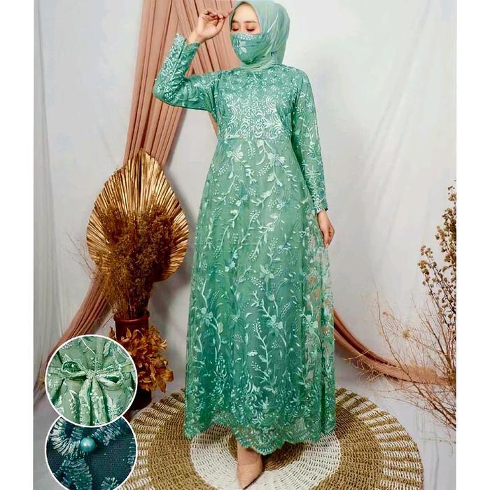 Gamis Lebaran Terbaru [Beli Lokal] GAMIS BROKAT MEWAH KONDANGAN MUSLIM / GAMIS PESTA BUSUI WANITA ME
