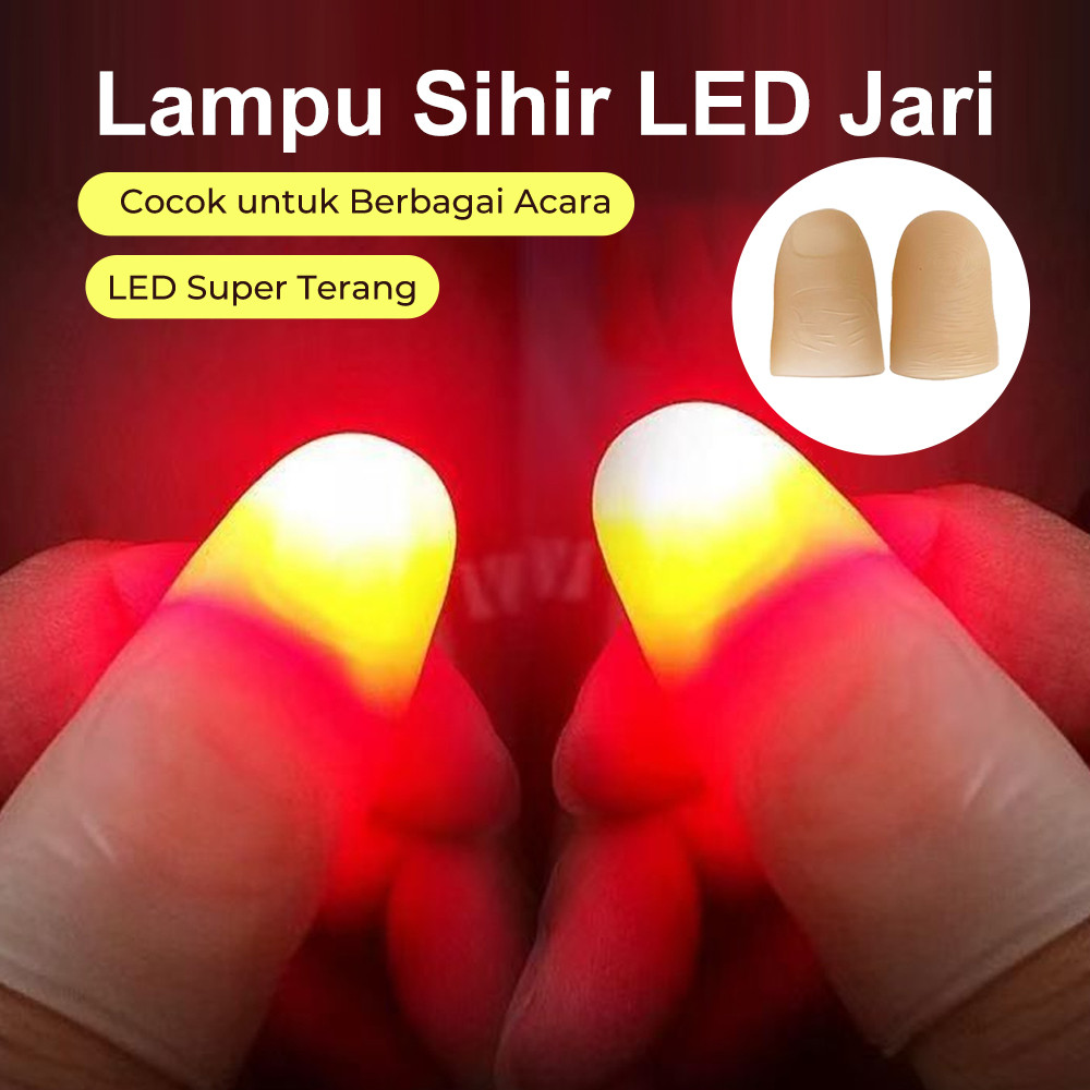 Alat Sulap Jempol 2pcs Alat Sulap Jari Menyala Lampu Led Jari Sulap Untuk Pertunjukan Sulap