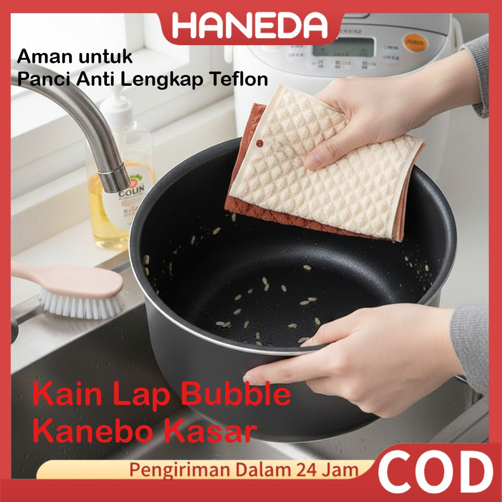 HANEDA Kain Lap Bubble Kanebo Kasar Magic Aman untuk Panci Anti Lengkap Teflon Kain Dapur Serbaguna