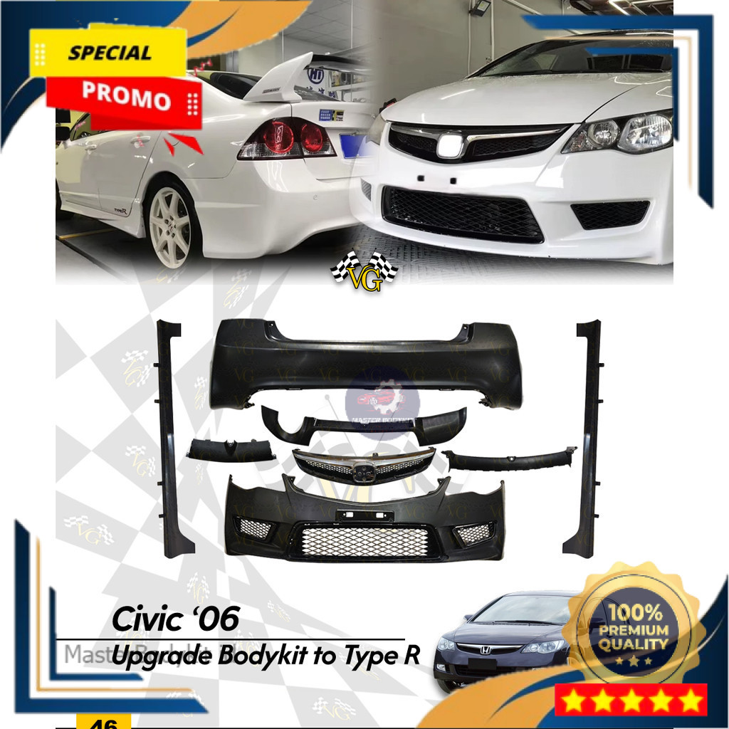 Bodykit Civic 2006 - 2011 To Type R Bodykit Civic FD Type R  Import Quality