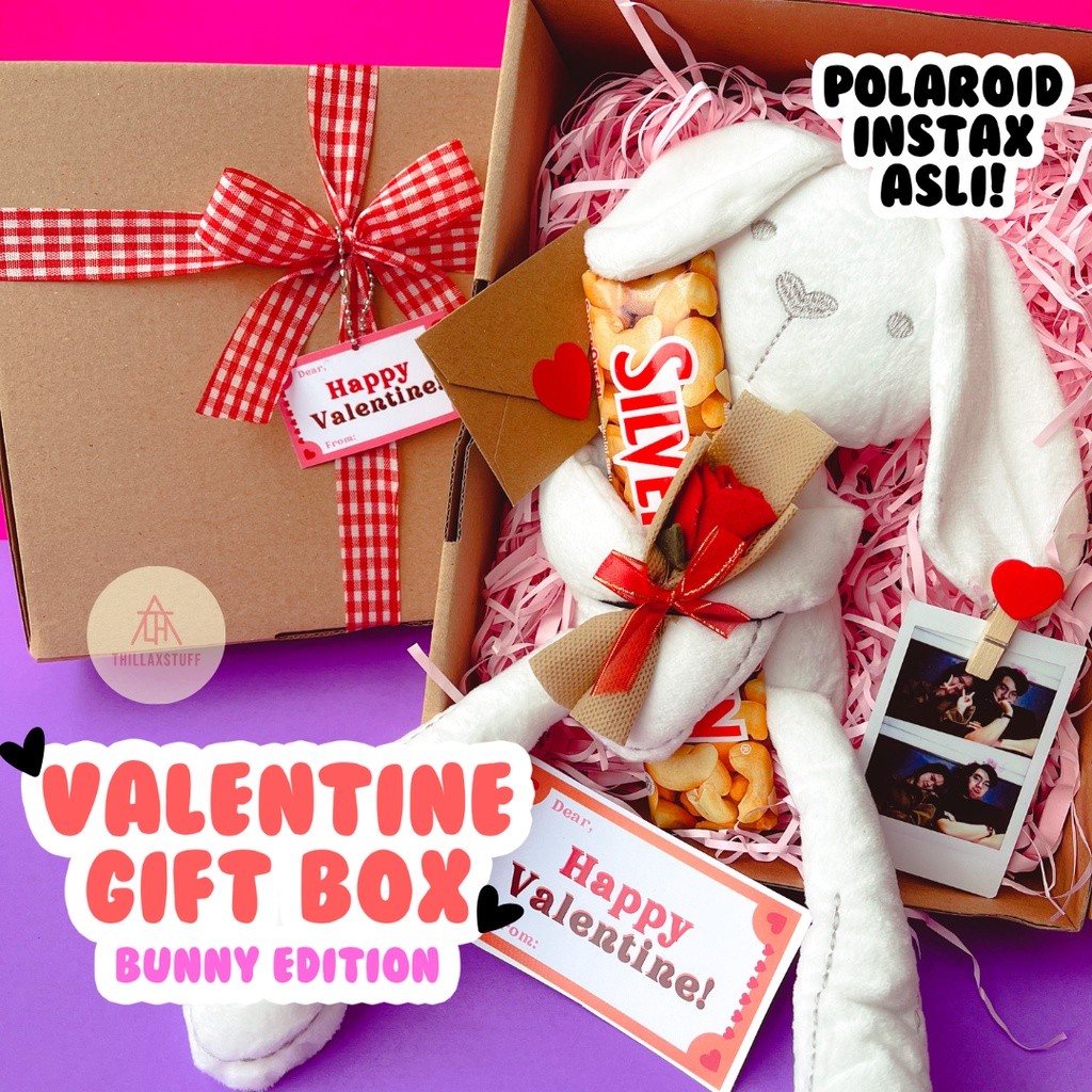KADO VALENTINE VALENTINE GIFT BOX BUNNY POLAROID INSTAX ASLI | BONEKA BUNNY HAMPERS VALENTINE Murah