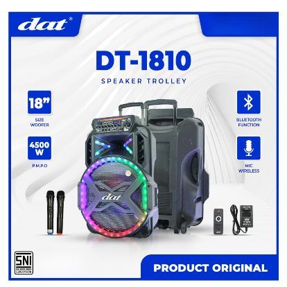 DAT SPEAKER BLUETOOTH AMPLIMEETING DAT DT1810 DT 1810 18IN 18INCH 18 INCH BONUS 2 MIC WIRELESS SPEAK